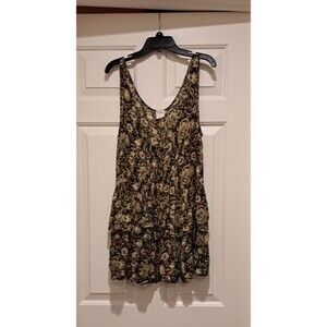 Intimately Free People Yellow & Black Paisley Tiered Ruffle Tank Top Tunic M